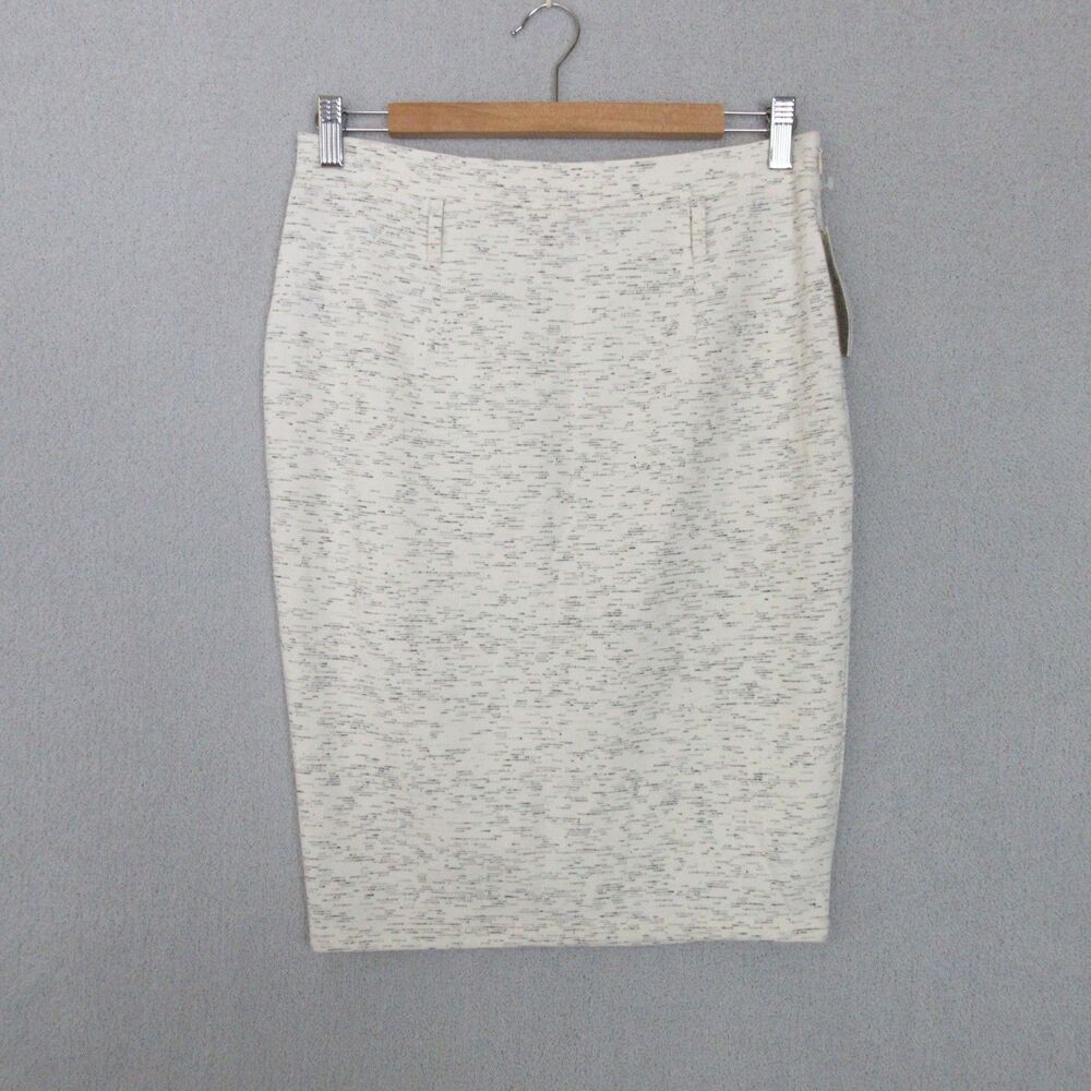 Maison Jules Skirt Womens M Pencil Knit Stretch Antique White Combo‎ NWT